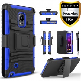 Samsung Galaxy Note Edge Case, Dual Layers [Combo Holster] Case And Built-In Kickstand Bundled with [Premium Screen Protector] Hybird Shockproof And Circlemalls Stylus Pen (Blue)
